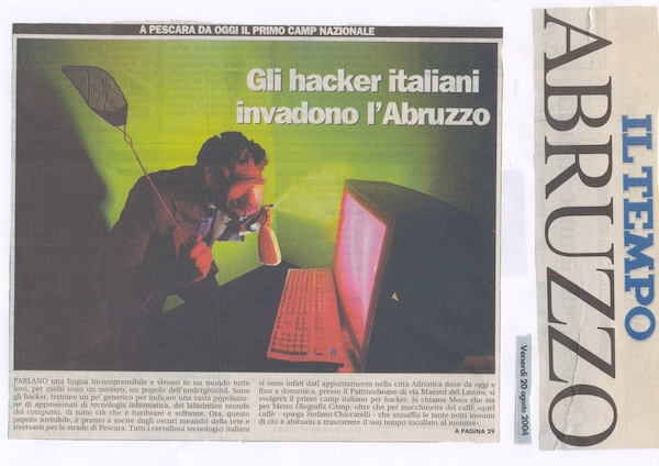 Rassegna Stampa - Metro Olografix - Gli hacker italiani invadono l'Abruzzo - Il tempo 20/08/2004