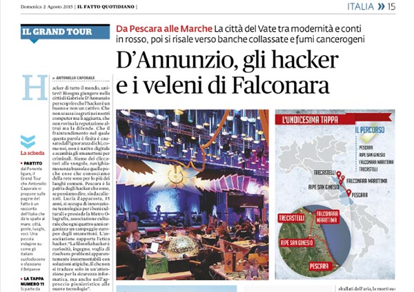 Rassegna Stampa - Metro Olografix - D'Annunzio, gli hacker e i veleni di Falconara - Il Fatto Quotidiano - 02/08/2015
